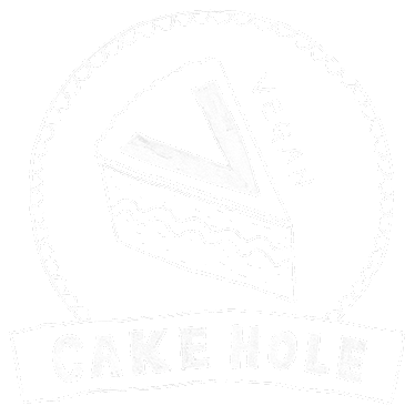 Cakehole Logo, sketch of a slice of cake inside a circle